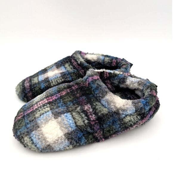 SKIMS Fleece Sleep Slippers Lightweight Women's Multi Plaid Size US7.5 EU38 - Picture 1 of 10
